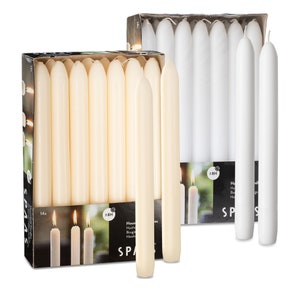 14 Taper Candles - 9" Tall Candles, Unscented - 8 Hour Long Burning Candlesticks for Home Decoration, Wedding, and Parties - White or Ivory