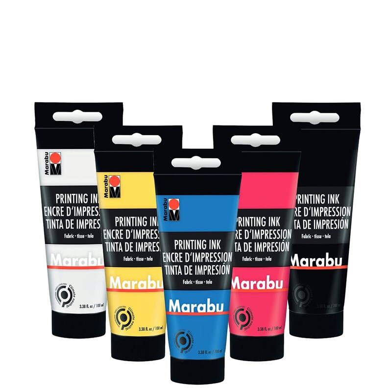 Marabu Fabric Screen Printing Ink Set of 5 Colors Waterbased Screen