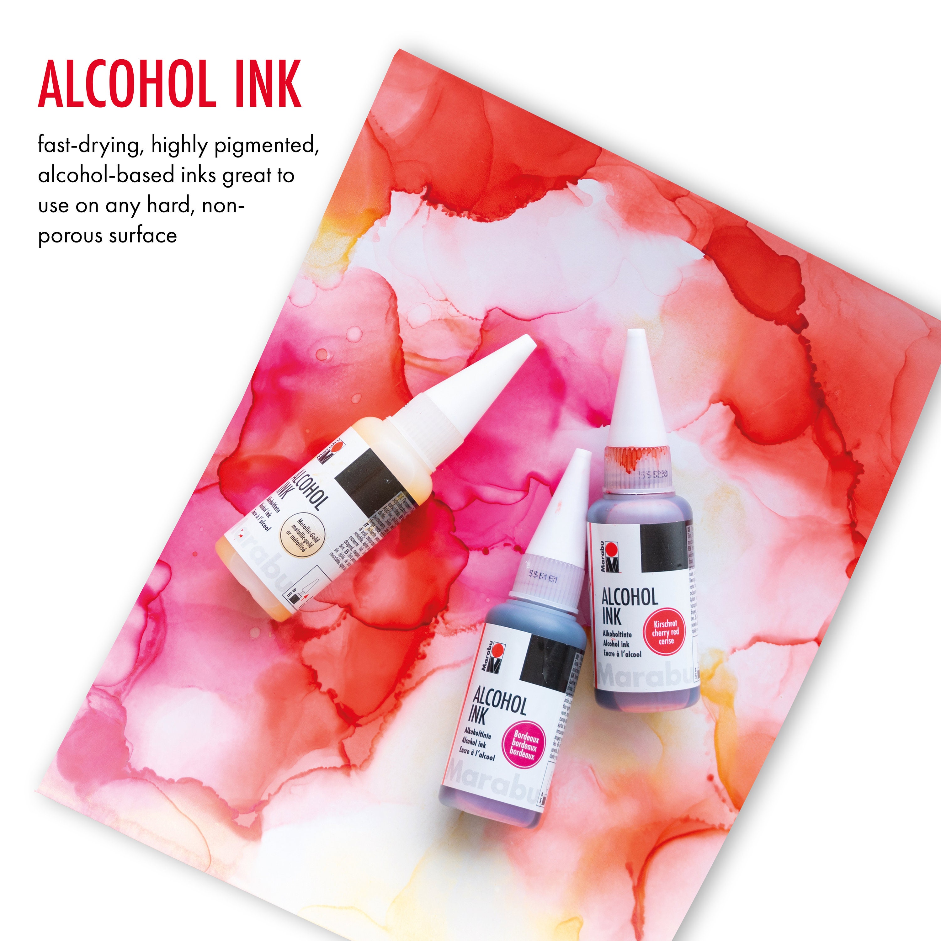 Marabu Alcohol Ink for Epoxy Resin 42-color Complete Collection Set Vibrant  and Metallic Colors 