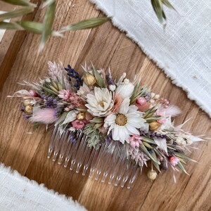 Colorful hair comb Dried flowers summery wiesig Durable hair accessories image 3