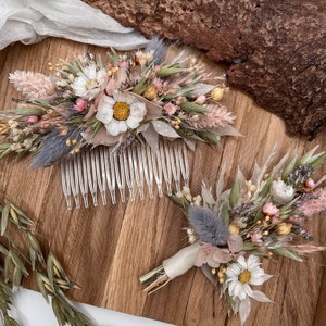 Colorful hair comb Dried flowers summery wiesig Durable hair accessories image 9