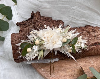 Trockenblumen Eukalyptus Haarnadel | Weiß-Grün | Creme-Grün | Haarschmuck | Haar Accessoire | individuell möglich