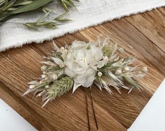 Trockenblumen Haarnadel | Haarschmuck | boho Blumen | Creme - Natur