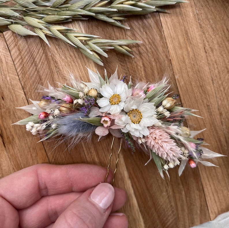 Trockenblumen Haarschmuck Haarnadel Frühling & Sommer Haar Accessoires Blumenschmuck pastell bunt Bild 8