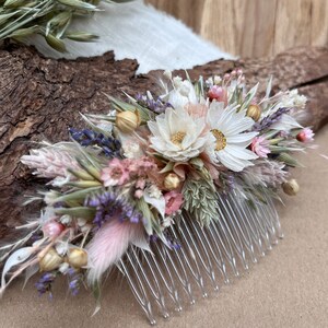 Bunter Haarkamm Trockenblumen sommerlich wiesig Haarschmuck haltbar Bild 4