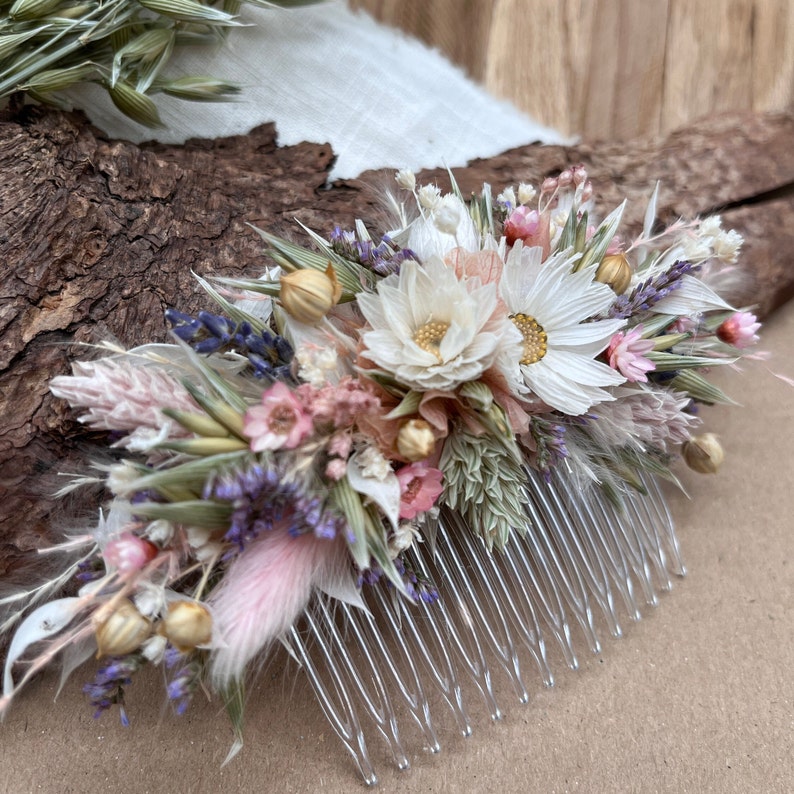 Colorful hair comb Dried flowers summery wiesig Durable hair accessories image 4