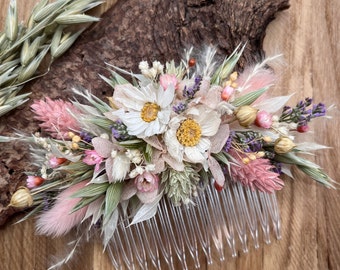 Colorful hair comb | Dried flowers | summery | wiesig | Durable hair accessories