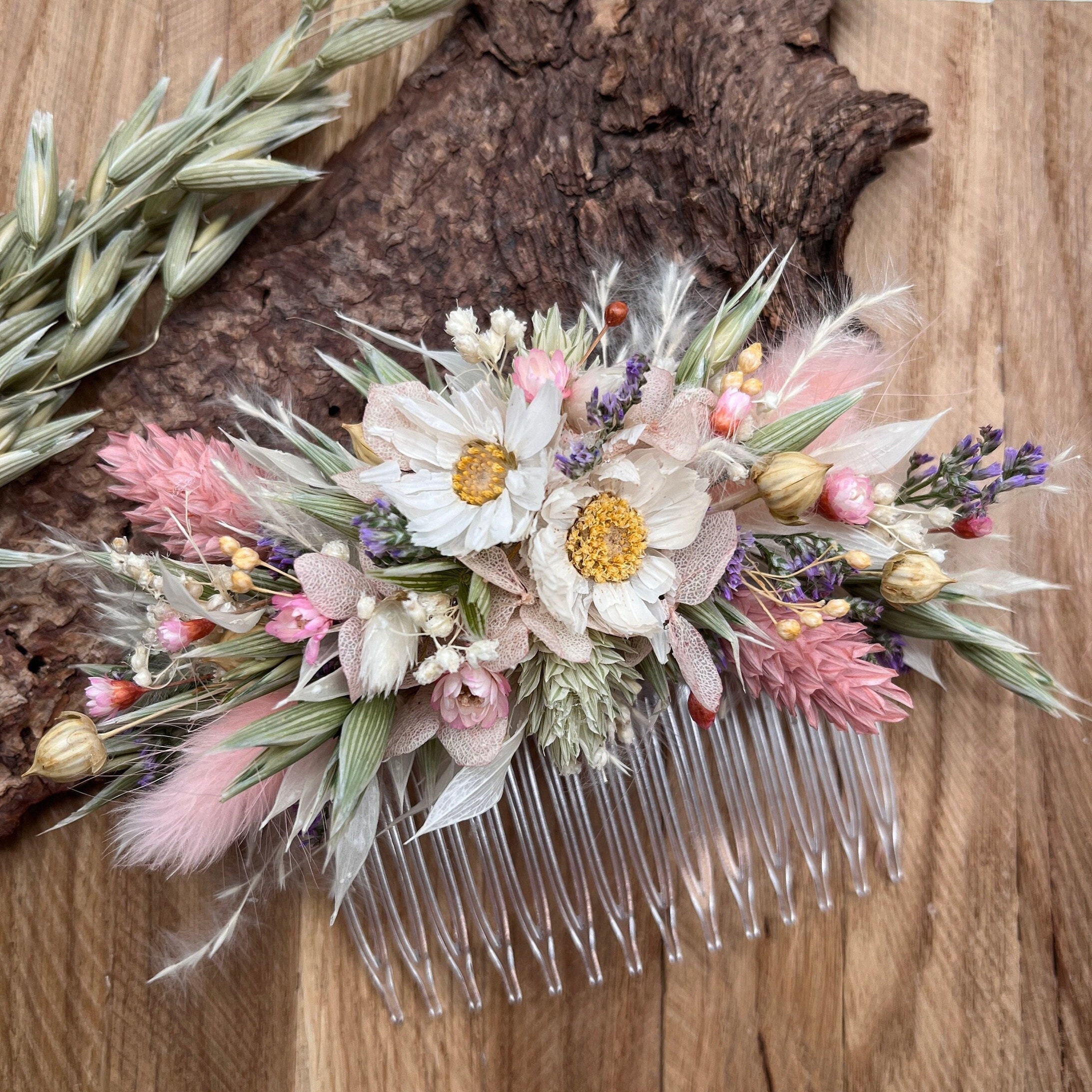 Colorful Hair Comb | Dried Flowers | Summery | Meadow-like  display picture 1