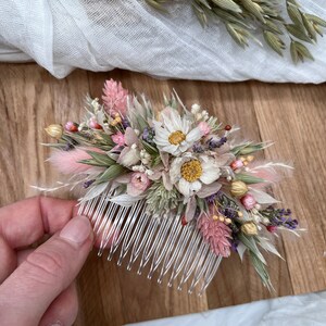 Colorful hair comb Dried flowers summery wiesig Durable hair accessories image 6