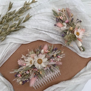 Bunter Haarkamm Trockenblumen sommerlich wiesig Haarschmuck haltbar Bild 7