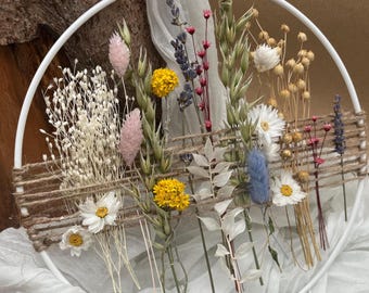 Metallring Trockenblumen | bunt - Pastell | Loop | Blumenkranz | Trockenblumenring