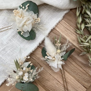 Hairpin set of 3 or 5 | Dried flowers hair accessories | white eucalyptus | many colors individually possible