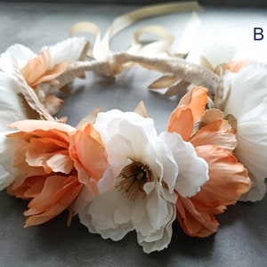 Dog Flower Collar, Dog Wedding Flower Wreath, Wedding Flower Crown, Puppy Flower Wreath, Dog Flower Crown Orange & White