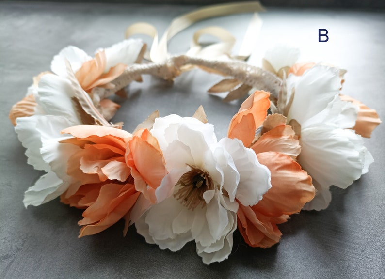 Dog Flower Collar, Dog Wedding Flower Wreath, Wedding Flower Crown, Puppy Flower Wreath, Dog Flower Crown Orange & White