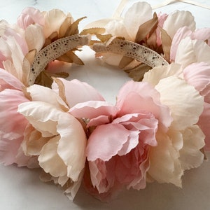 Dog Flower Collar, Dog Wedding Flower Wreath, Wedding Flower Crown, Puppy Flower Wreath, Dog Flower Crown Pink & Champagne