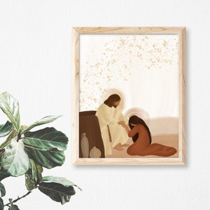 Jesus Christ and Mary Magdalene | Catholic Art Print | Christian Home Decor | Religious Wall Art