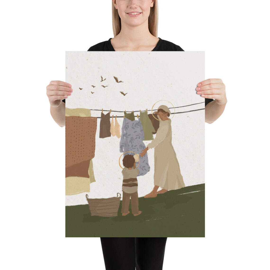 Mary and Jesus Doing Laundry | Catholic Art Print - Etsy