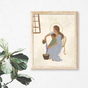 Mary Washing Jesus' Feet | Catholic Art Print | Religious Home Decor