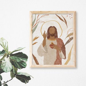 Sacred Heart of Jesus | Catholic Art Print | Sacred Heart and Immaculate Heart | Religious Wall Art