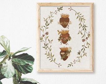 Three Hearts of the Holy Family | Catholic Art Print
