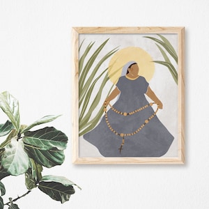 Our Lady of the Rosary | Catholic Art Print | Blessed Virgin Mary | Minimalist Artwork | Mysteries of the Rosary
