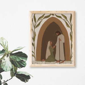 Jesus Christ and Mary Magdalene | Catholic Art Print | Christian Home Decor | Religious Wall Art