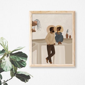 Mary and Joseph Wall Art | Our Lady of Guadalupe Painting | Catholic Home Decor | Modern Religious Artwork | Minimalist Christian Print
