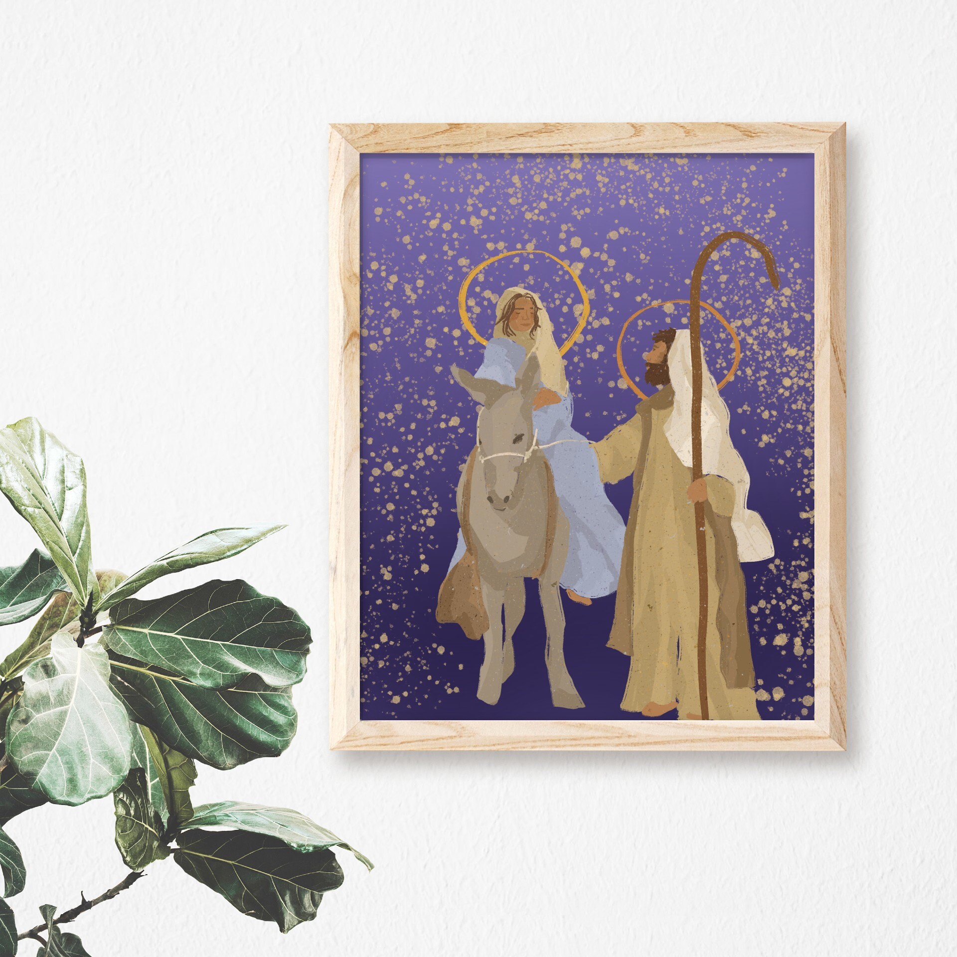 Mary and Joseph Travel to Bethlehem | Catholic Art Print | Christmas Painting