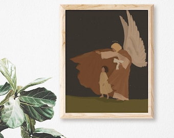 Guardian Angel Painting | Catholic Art Print