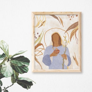 Immaculate Heart of Mary | Catholic Art Print | Sacred Heart of Jesus | Blessed Virgin Mary