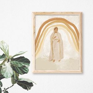 Our Lady of Fatima | Catholic Art Print | Blessed Virgin Mary | Boho Rainbow image 1
