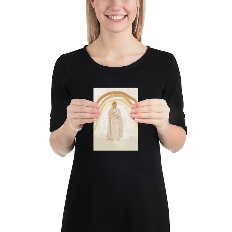Our Lady of Fatima | Catholic Art Print | Blessed Virgin Mary | Boho Rainbow 5″×7″ inches