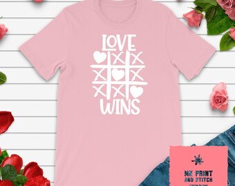 Valentine's Day t-shirt, Love Wins tic-tac-toe, fun and cute t-shirts, love, hearts, gift, Womens, Kids, Children, Family