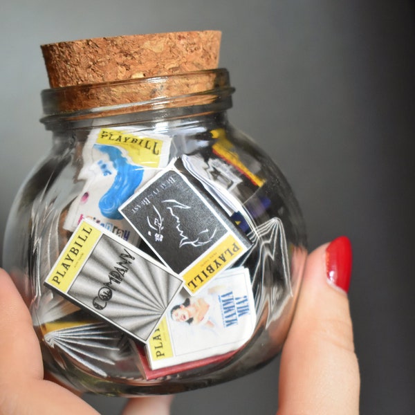 Medium Jar of Miniature Broadway Musical Playbills