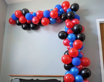 Red, Blue & Black Balloon Garland Kit|Red, Blue and Black Balloon Arch Kit|Sport Team Inspired Balloon Garland|Balloon Garland Kit