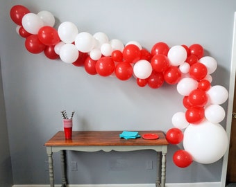 Red and White Balloon Garland|Nebraska Corn Husker Theme Balloon Garland|Nebraska Corn Husker Inspired Balloon Garland|Balloon Garland Kit