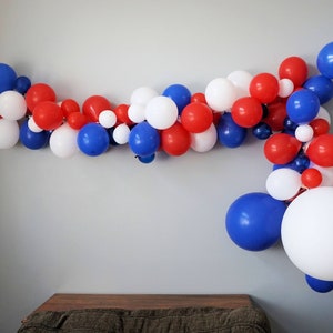 Red, White, and Blue Balloon Garland|Captain America Theme Balloon Garland|Fourth of July Theme Balloon Garland|Balloon Garland Kit