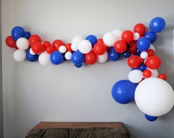 Red, White, and Blue Balloon Garland|Captain America Theme Balloon Garland|Fourth of July Theme Balloon Garland|Balloon Garland Kit