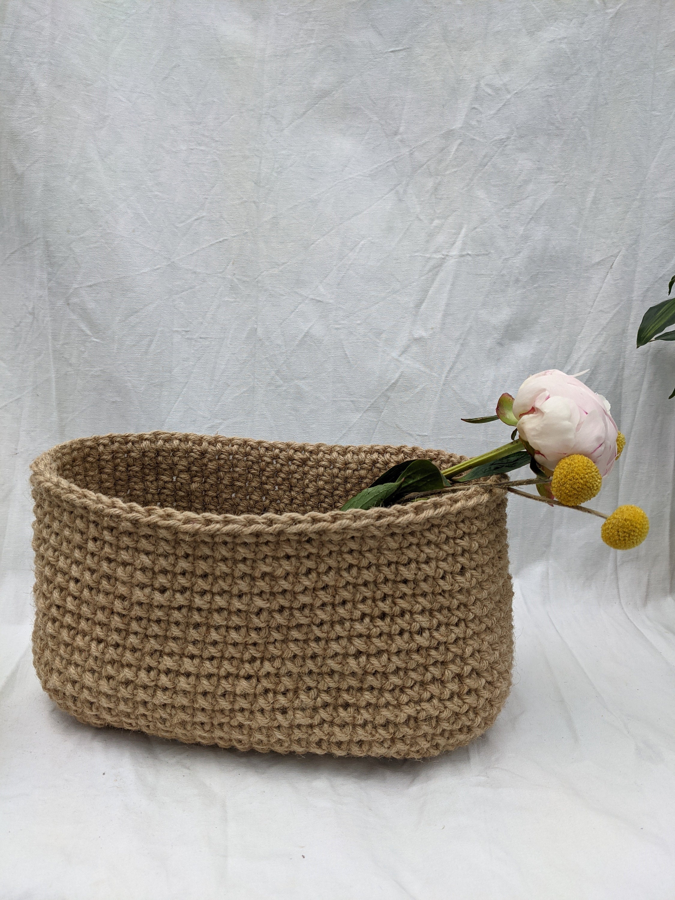 Long Oval Crochet basket | Etsy