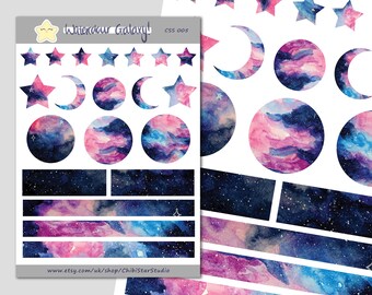 Pastel Galaxy Planner Sticker Sheet / Bulletjournal / Scrapbook / Mini Star