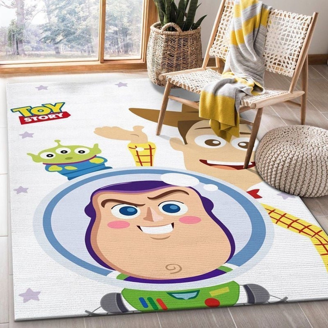 Toy Story Rug Ruggable Buzz Lightyear and Woody Toy Story Rug Living Room Floor Decor - Etsy