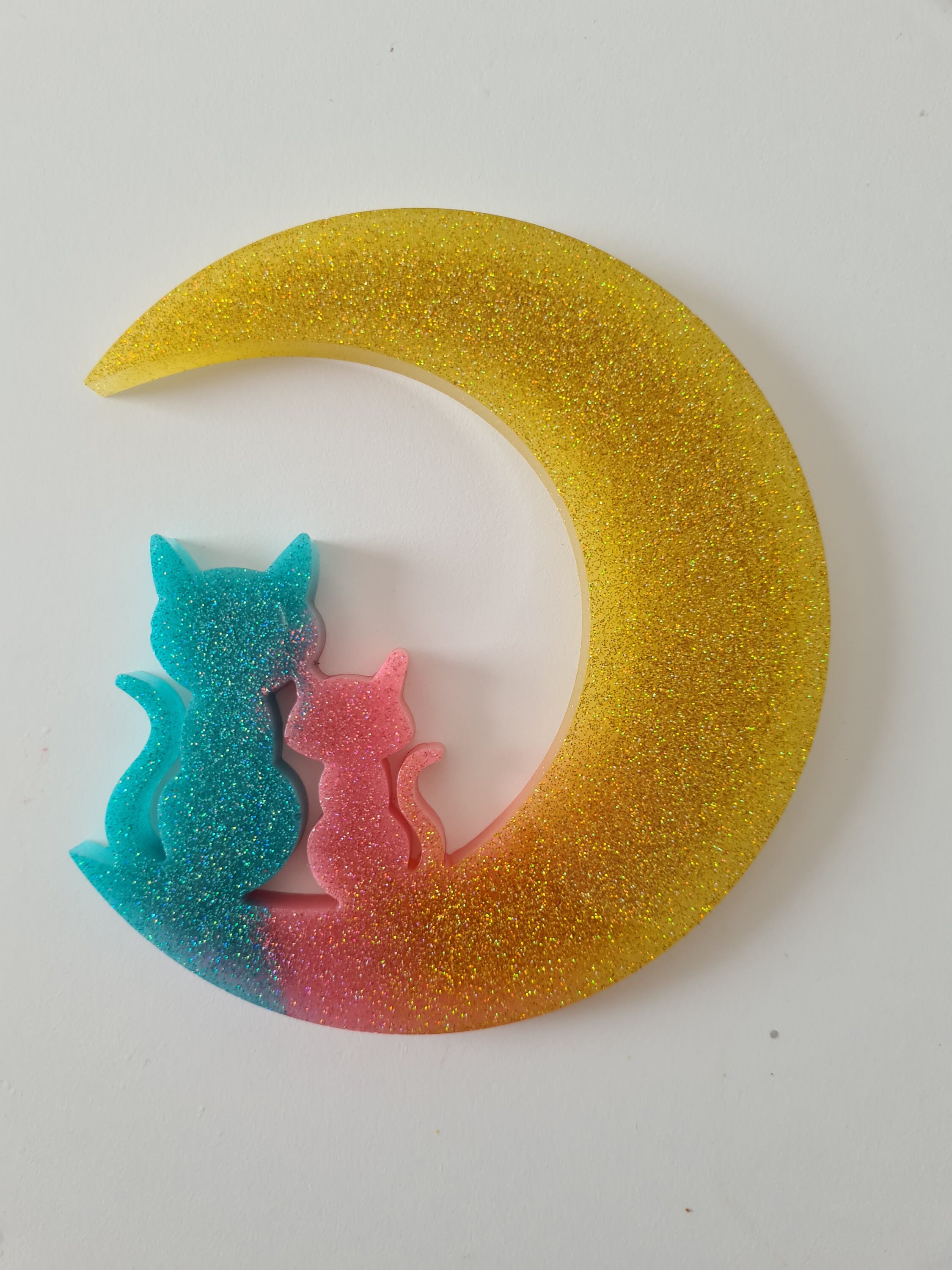 Chat Lune en Résine