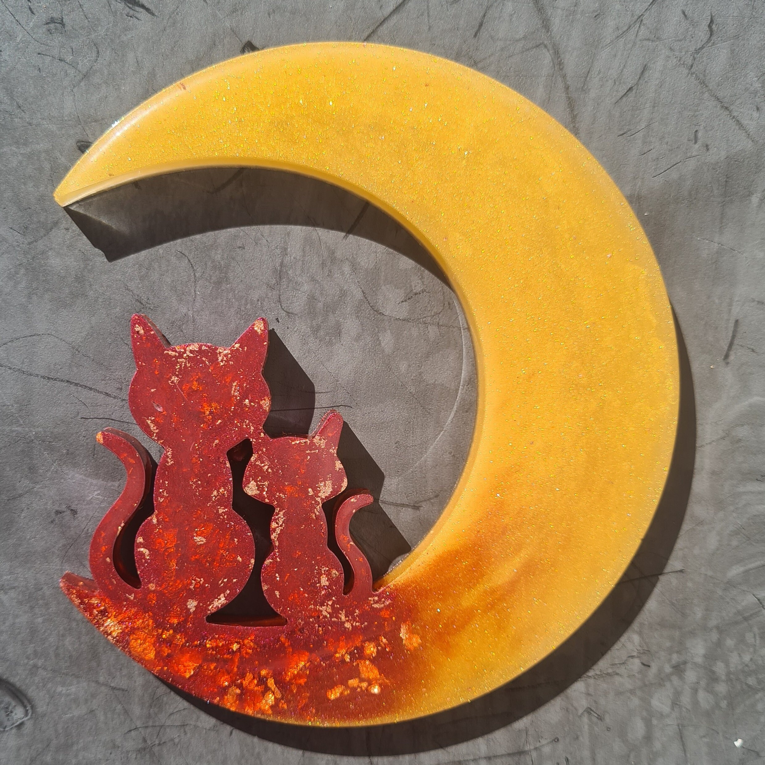 Chat Lune en Résine