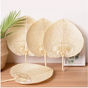 Hand Fans for Beach Wedding // Tropical Hand Fan Favors - Great for Summer Luau Party  (**Read Ad for Dimensions) // Bamboo Hand Fans