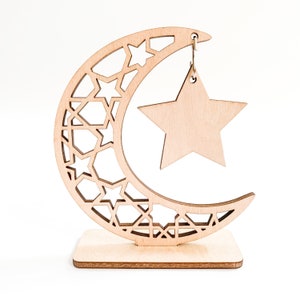Lot de 10 Peignez votre propre lune | Cadeau de l&#39;Aïd | Faveur de l&#39;Aïd du Ramadan | Remplisseur de sacs cadeaux pour l&#39;Aïd | Activité bricolage en bois du Ramadan pour l&#39;Aïd