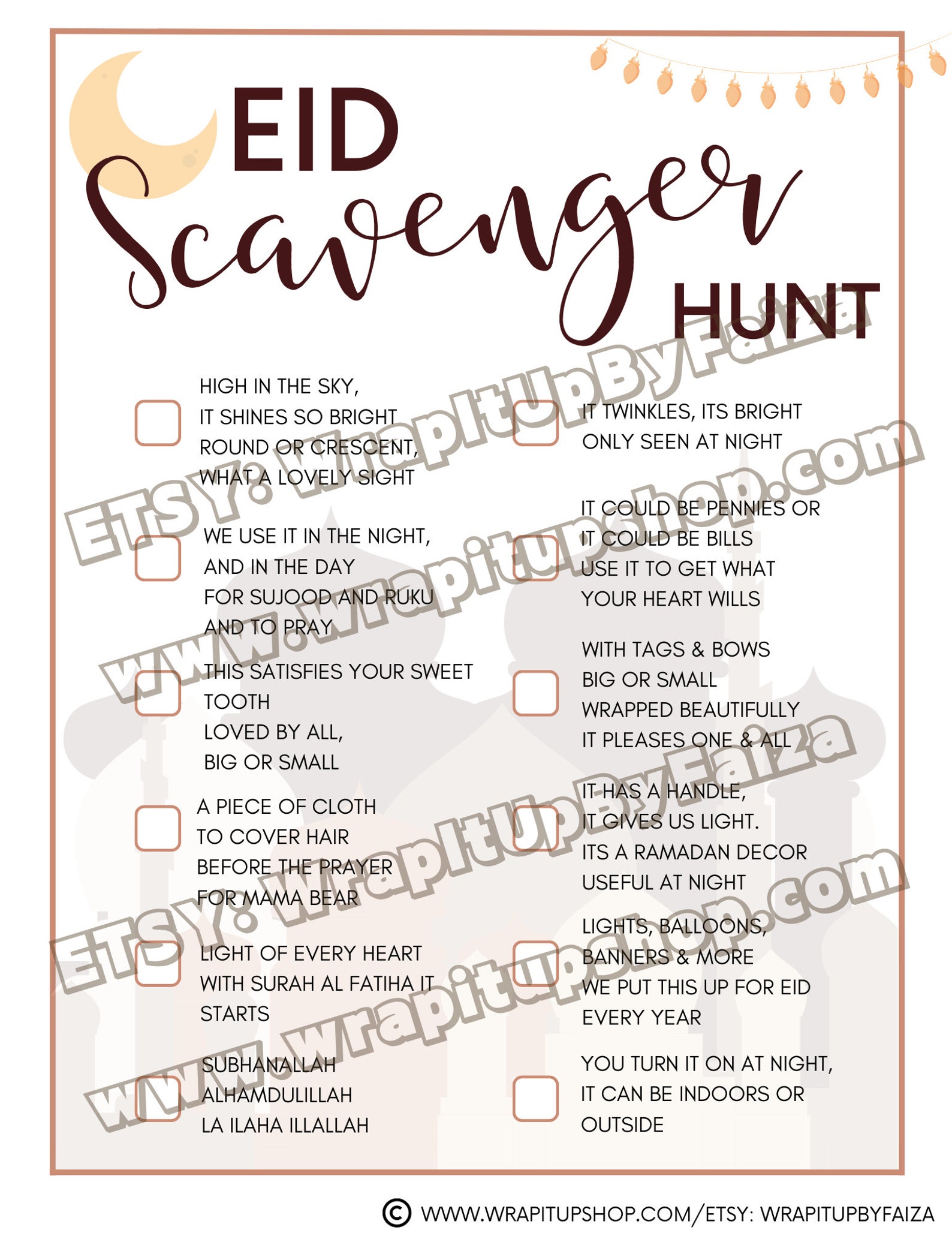 NEW Eid Scavenger Hunt | Eid Party Game | Ramadan Party Game | Eid ...