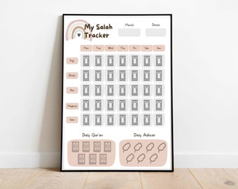 Salah Tracker | Muslim Prayer Tracker | Salah Tracker Printable | Prayer Chart for Kids and Adults | Daily Salah Tracker | Salah Planner