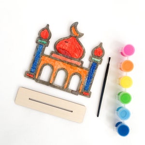 Peignez votre propre Masjid | Activité de l&#39;Aïd du Ramadan en bois bricolage | Activités musulmanes | Décor Ramadan Eid | Cadeau de l&#39;Aïd | Cadeau Ramadan | Puzzle en bois Mosquée