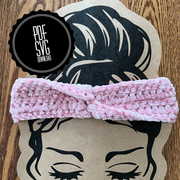 Printable Label Display for handmade headband ear warmer / Instant PDF SVG Download / Messy Bun