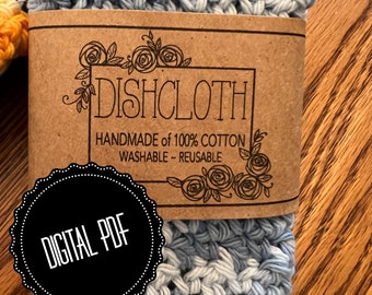 Etiqueta imprimible para envolver paños de cocina hechos a mano / Descarga instantánea en PDF / Cuadrado floral